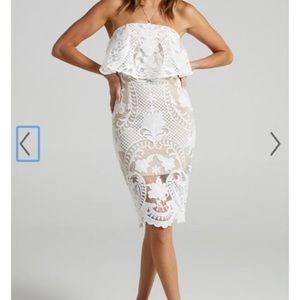 White Showpo lace strapless dress